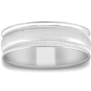 Mens Hand Braided Flat Brushed Wedding Band 14K White Gold 