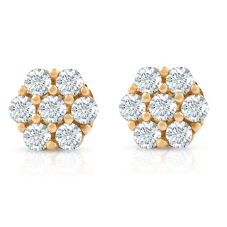 1/2Ct Diamond Halo Screw Back Studs Rose Gold Earrings