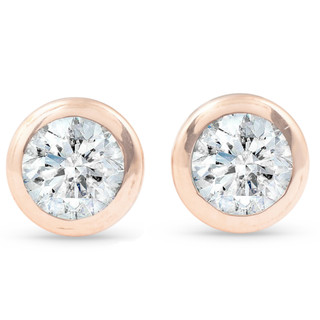 1/2Ct Diamond Halo Screw Back Studs Rose Gold Earrings