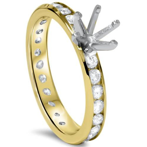 1 1/2ct Diamond Eternity Engagement Setting 14K Yellow Gold (G-H, I1)