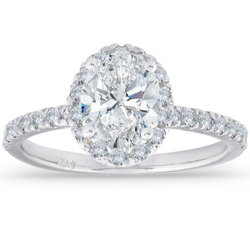 1 1/3 Ct TDW Oval Halo Diamond Engagement Ring 14k White Gold (G-H, SI)
