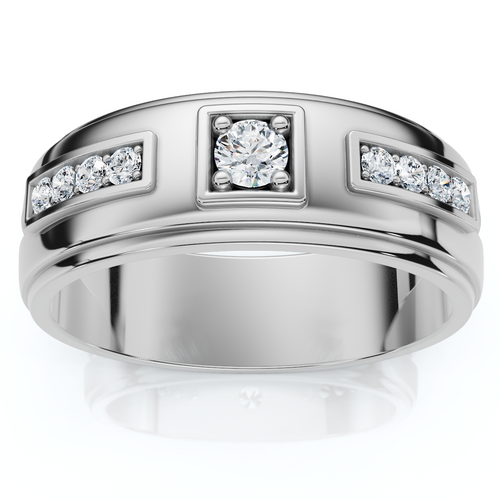 1/4 Ct Diamond Mens Wedding Band High Polished 7mm Ring (H-I, I1)