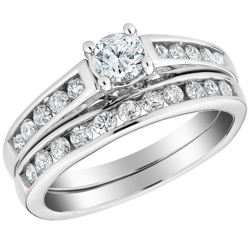1/2 Ct Diamond Engagement Wedding Ring Set 10k White Gold (H-I, I1) 1/2 Ct Diamond Engagement Wedding Ring Set 10k White Gold (H-I, I1)