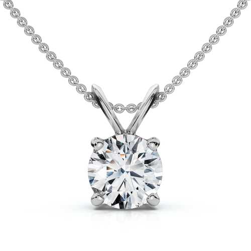 3/4ct Diamond Round Solitaire Pendant 14K White Gold Lab Grown (F-G, VS)