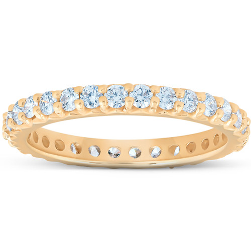 1 Ct Diamond Wedding Eternity Ring Lab Grown 14k Yellow Gold (G-H, SI)