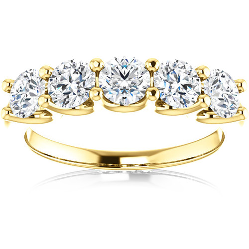 1 1/2 Ct Diamond Five Stone Wedding Ring 14k Yellow Gold EX3 Lab Grown (G-H, SI)