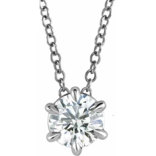 14K White Gold 1/3ct Floating Solitaire EX3 Lab Grown Diamond Pendant Necklace (G-H, I1)