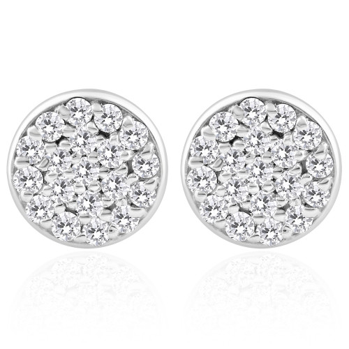 3/8 Ct EX3 Lab Grown Diamond Pave Studs Womens Earrings Lab Grown 14k White Gold 8mm (I-J, SI)