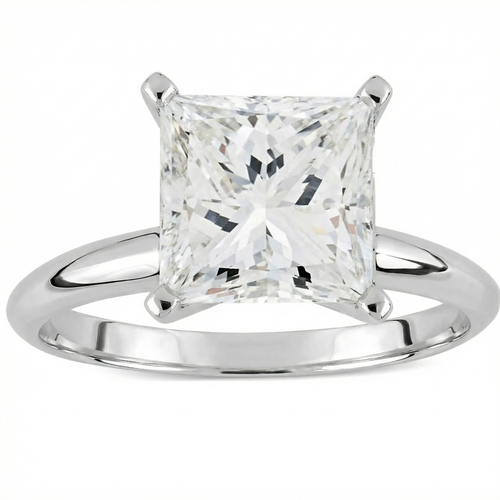 Certified 3 Ct Princess Cut Diamond Solitaire Engagement Ring 14k Gold Lab Grown (G-H, SI)