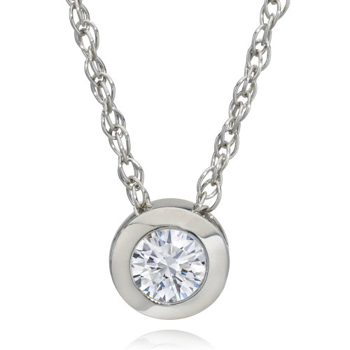 1/3Ct Diamond Solitaire Lab Grown Diamond Pendant White Gold Necklace (F-G, VS2-SI1)