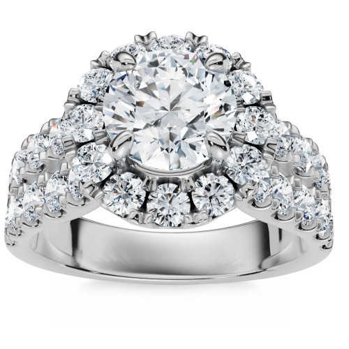 2 1/2 Ct Halo Round Diamond Double Row Engagement Ring 10k White Gold Lab Grown (G-H, VS)