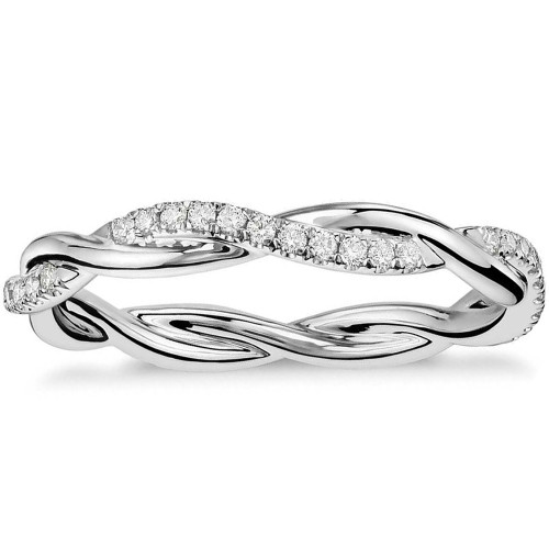 1/3 Ct Diamond Eternity Petite Twist Vine Eternity Wedding Ring 10k White Gold (G-H, I1)