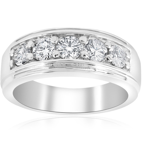 1 1/2Ct Men's Diamond Wedding Anniversary Ring in 10k Gold Lab Grown Five Stone (F-G, VS2-SI1) 1 1/2Ct Men's Diamond Wedding Anniversary Ring in 10k Gold Lab Grown Five Stone (F-G, VS2-SI1)