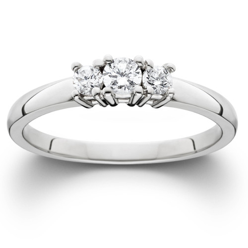 1/4 Ct Three Stone Lab Grown Diamond Engagement Ring 10k White Gold (G-H, SI)