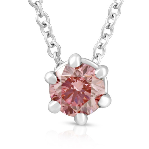 1/4Ct Pink Diamond Solitaire Floating Pendant 14k White Gold Lab Grown Necklace (Pink, SI) 1/4Ct Pink Diamond Solitaire Floating Pendant 14k White Gold Lab Grown Necklace (Pink, SI)