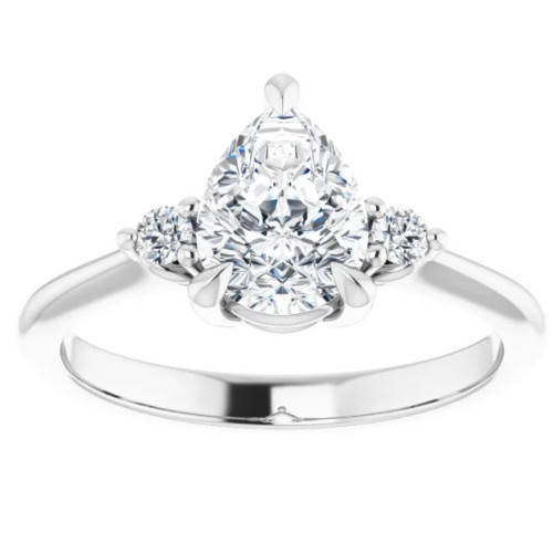 1 1/4Ct Pear Shape Lab Grown Diamond Engagement Ring White Yellow or Rose Gold (G-H, VS)