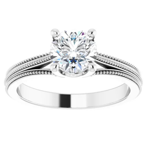 F/VS 1 Ct Round Diamond Engagement Ring 14k White Gold   Accent Enhanced (F-G, VS) F/VS 1 Ct Round Diamond Engagement Ring 14k White Gold   Accent Enhanced (F-G, VS)