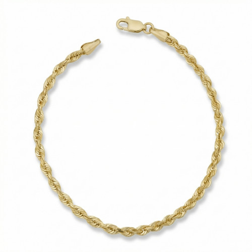 10k Yellow Gold 3.2mm Semi Solid Rope Chain Bracelet