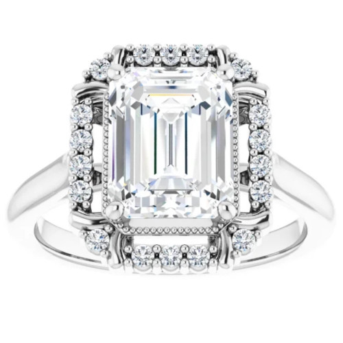 Emerald & Diamond 3/8 ct Ring 14k Yellow Gold