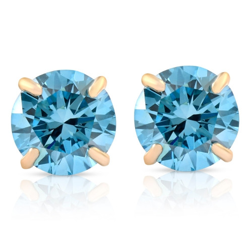 1/2ct Blue Lab Grown Diamond Studs 14K Yellow Gold Earrings (Blue, SI) 1/2ct Blue Lab Grown Diamond Studs 14K Yellow Gold Earrings (Blue, SI)