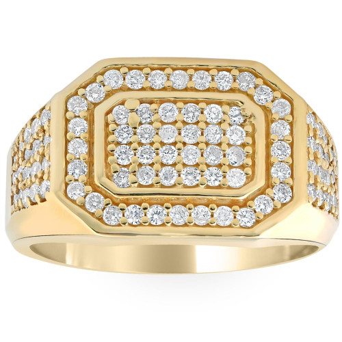1Ct Men's Diamond Ring 10k Yellow Gold (G-H, I1)