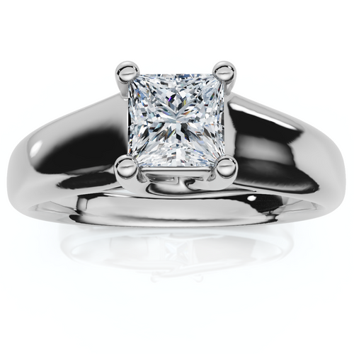 1ct Princess Cut Lab Grown Diamond Solitaire Engagement Ring 14k White Gold (F-G, VS)