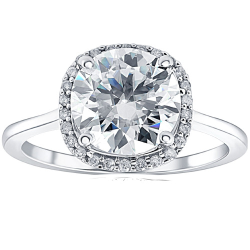 2 1/2 Ct Diamond & Moissanite Cushion Halo Engagement Ring 14k White Gold (G/H, I1-I2) 2 1/2 Ct Diamond & Moissanite Cushion Halo Engagement Ring 14k White Gold (G/H, I1-I2)