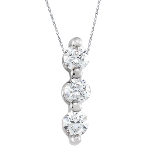 1/2Ct Diamond Necklace Three Stone Pendant in 10k White or Yellow Gold (G-H, I1) 1/2Ct Diamond Necklace Three Stone Pendant in 10k White or Yellow Gold (G-H, I1)