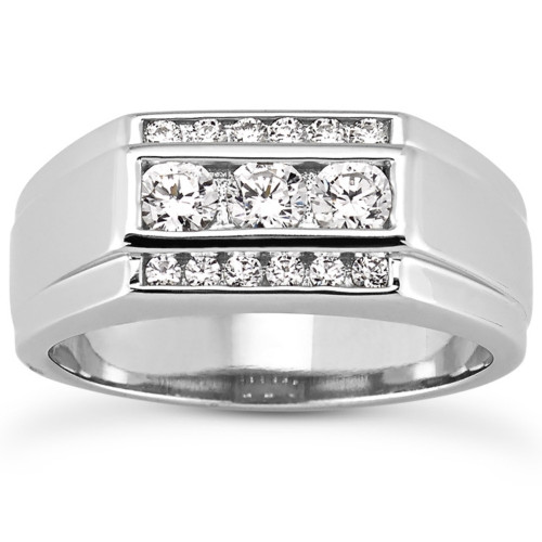 Men's 1 Ct T.W. Diamond Ring 10k White Gold (H-I, I1)