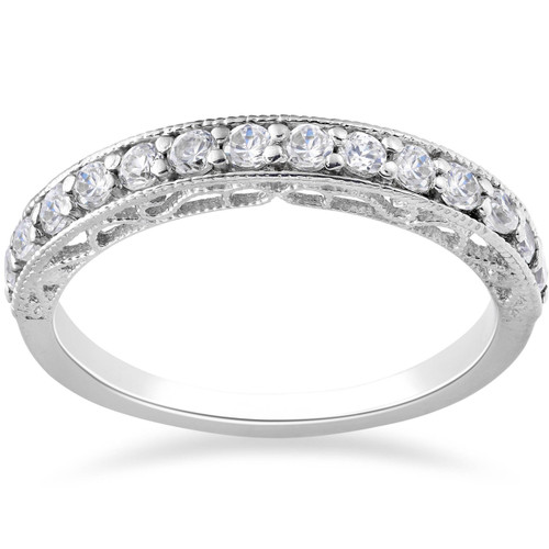 3/8ct Diamond Vintage Stackable Wedding Ring 14K White Gold (G-H, I1)