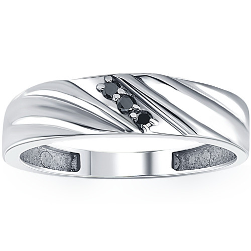 Black Diamond Ring Men's 14k White Gold (Black, I2-I3) Black Diamond Ring Men's 14k White Gold (Black, I2-I3)
