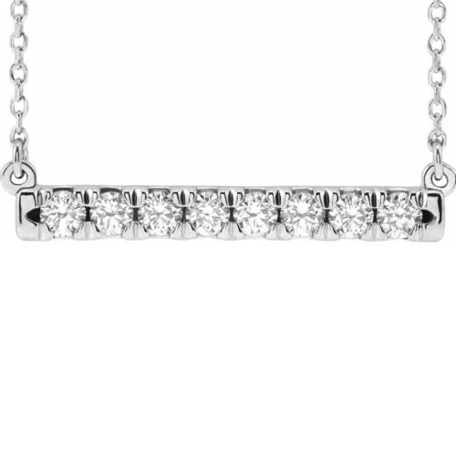 1/2Ct Bar Diamond Pendant Necklace in 14k White or Yellow Gold Lab Grown (G-H, VS)