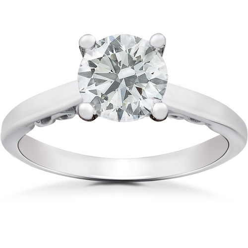 1 ct Diamond Round Solitaire Engagement Ring 14k White Gold Lab Grown (F-G, VS)