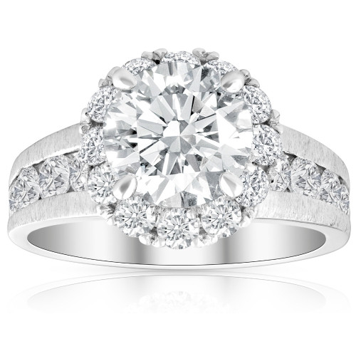 Certified 5Ct Lab Grown Diamond Halo Engagement Ring 14k White Gold (G-H, VS2-SI1) Certified 5Ct Lab Grown Diamond Halo Engagement Ring 14k White Gold (G-H, VS2-SI1)