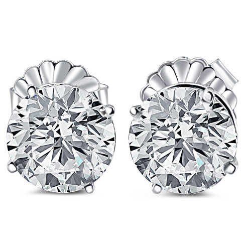 Certified 6.00CT Round Diamond Studs 14k White Gold Lab Grown (H-I, SI)