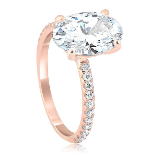 2 1/2Ct Oval Diamond & Moissanite Engagement Ring 14k Rose Gold (G/H, VS1-VS2) 2 1/2Ct Oval Diamond & Moissanite Engagement Ring 14k Rose Gold (G/H, VS1-VS2)