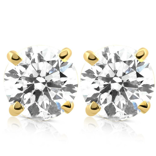 1.50ct Lab Grown Diamond Studs 14k Yellow Gold Screw Backs (F-G, VS)