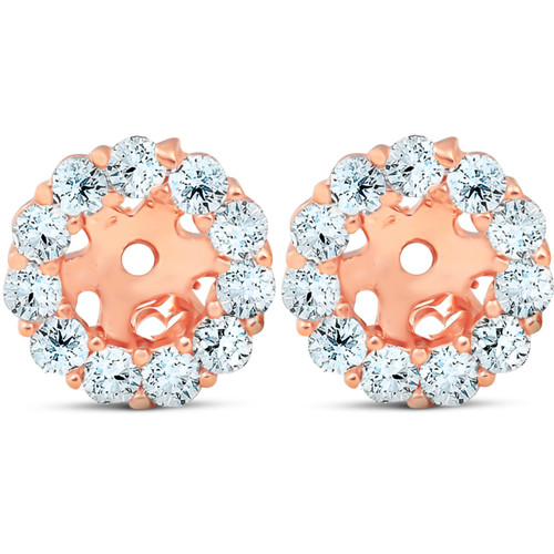 3/8ct Halo Diamond Earring Jackets 14K Rose Gold (4mm) (H-I, I2-I3) 3/8ct Halo Diamond Earring Jackets 14K Rose Gold (4mm) (H-I, I2-I3)