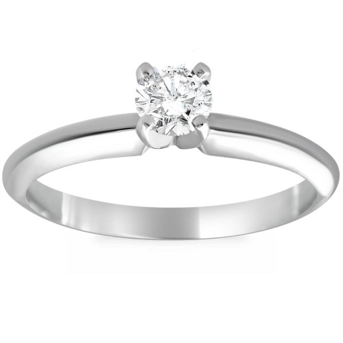 1/4Ct Solitaire Round Cut Diamond Platinum Engagement Ring (G-H, I1)