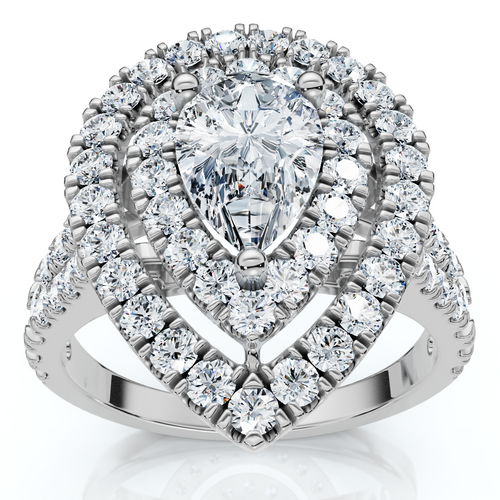 2 Ct TW Pear Shape Halo Diamond Engagement Ring 14k White Gold Lab Grown (G-H, VS)