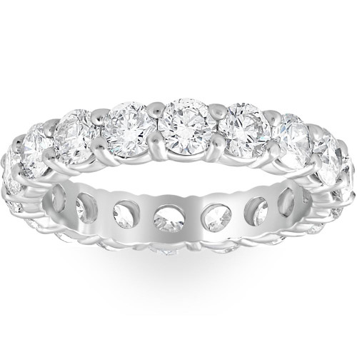 Platinum 3Ct Diamond Eternity Wedding Ring Lab Grown 14k White Gold (G/H, VS1-VS2)