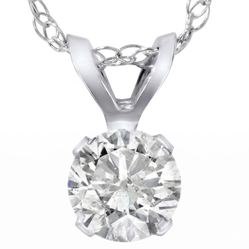 3/4ct Diamond Solitaire Pendant 14K White Gold (H-I, I2-I3)