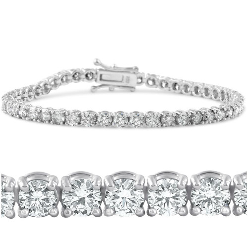 6.25 Ct Diamond Tennis Bracelet 7" One Row Natural Round Diamonds 14K White Gold (F-G, I1)