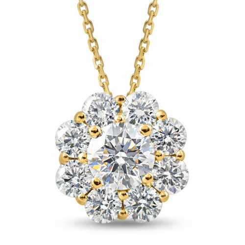 1 Ct Diamond Pendant 10k Yellow Gold Necklace (G-H, VS)