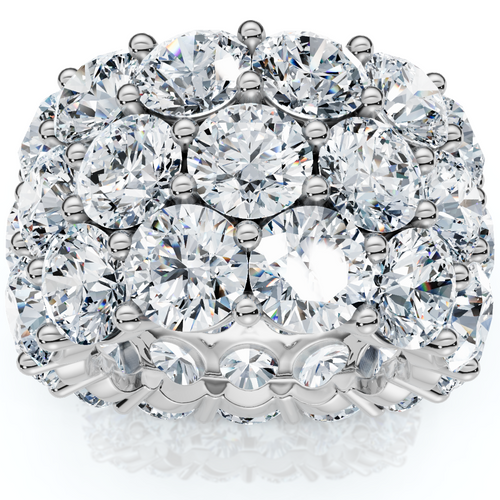 16 Ct Lab Grown Diamond 3-Row Eternity Wedding Ring in 10k White or Yellow Gold (G-H, VS)