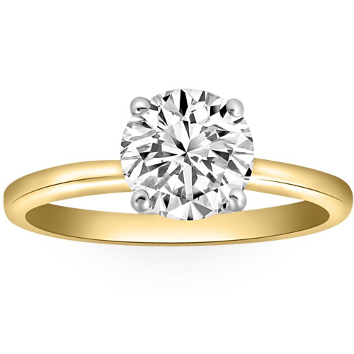 VS 1 1/2CT Moissanite 4Prong Solitaire Engagement Ring in White or Yellow Gold