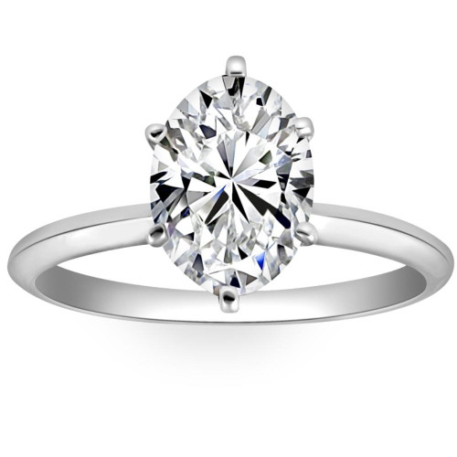 2CT Platinum Oval Diamond 6-Prong Solitaire Engagement Ring Lab Grown (G-H, VS2-SI1)