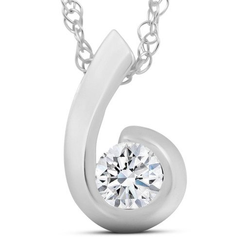 1/4CT Diamond Round Solitaire Pendant & Necklace 14k White Gold (G-H, I1) 1/4CT Diamond Round Solitaire Pendant & Necklace 14k White Gold (G-H, I1)
