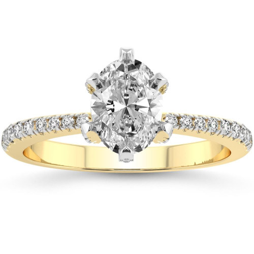 2 1/2Ct Oval Diamond Lab Grown Engagement Ring in White, Yellow or Rose Gold (G-H, VS)