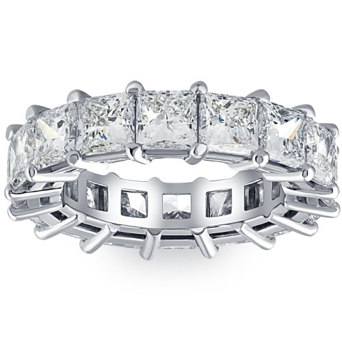 8 Ct Princess Cut Diamond Eternity Ring White, Yellow, or Rose Gold Lab Grown (G-H, VS)